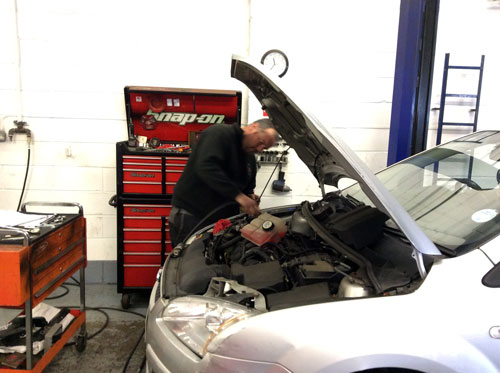 A car being serviced