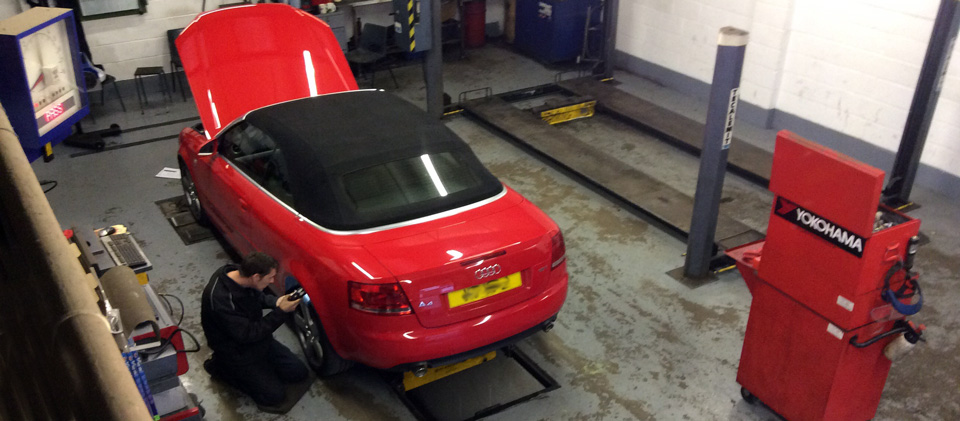 An Audi undergoing an MOT test